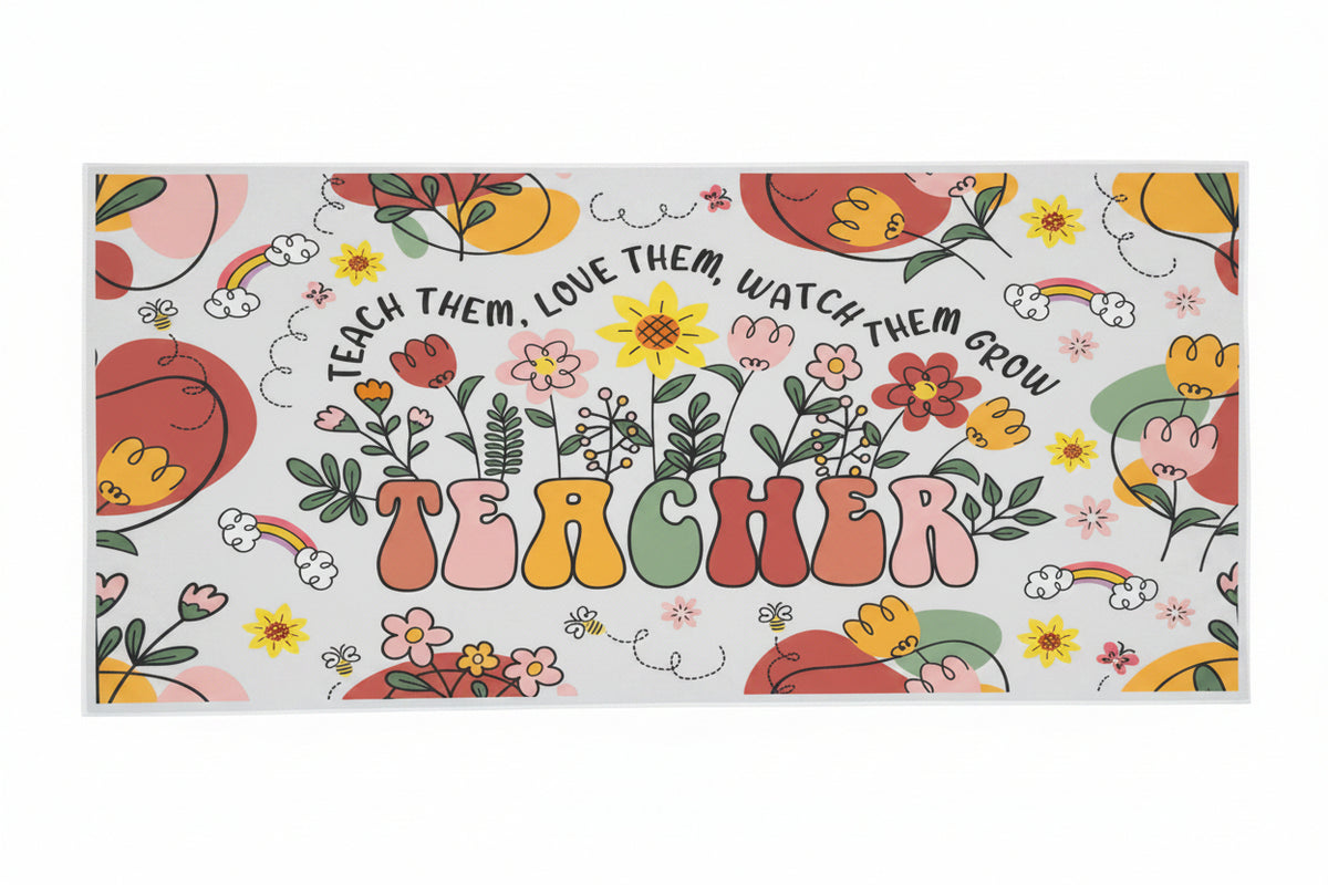 Retro Floral Teacher UV DTF Decal | Waterproof Permanent Transfer Sticker
