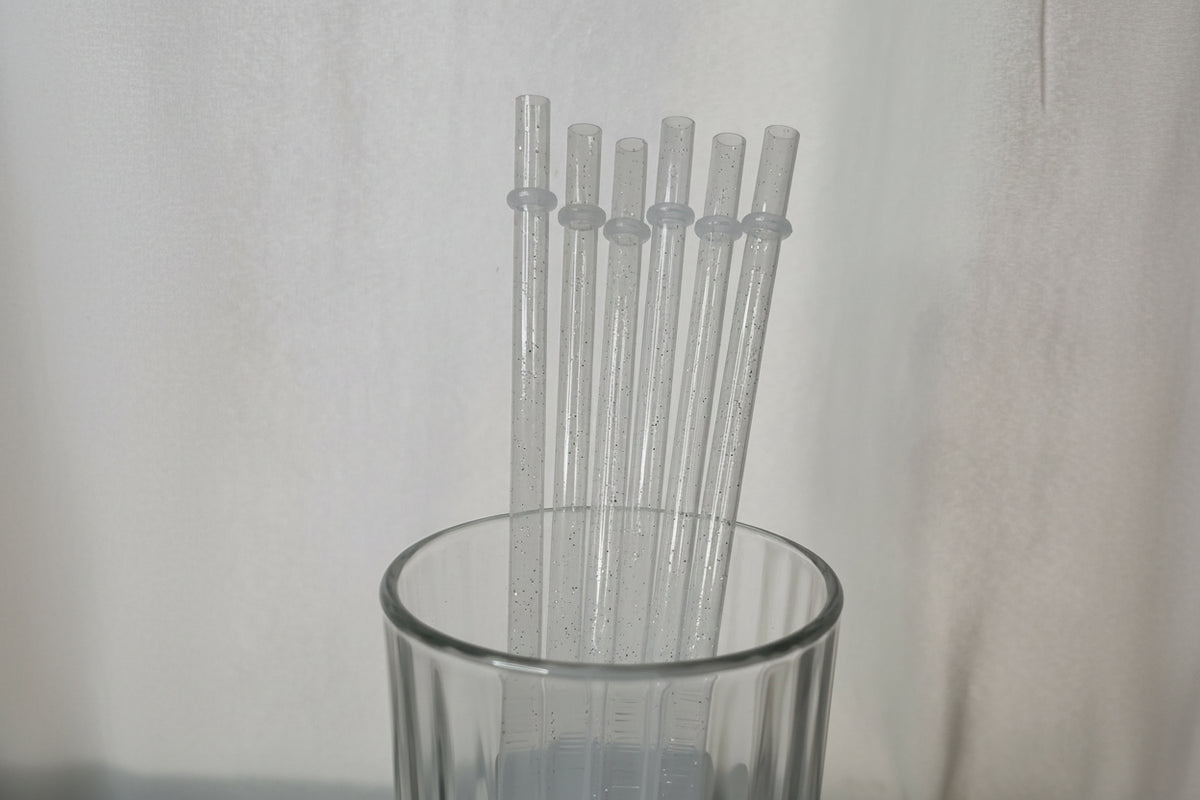 Sparkle Reusable Drinking Straw with Stopper | Glitter Tumbler Straw | Reusable Iced Coffee Straw | Long Drinkware Straw | Cup Add-On