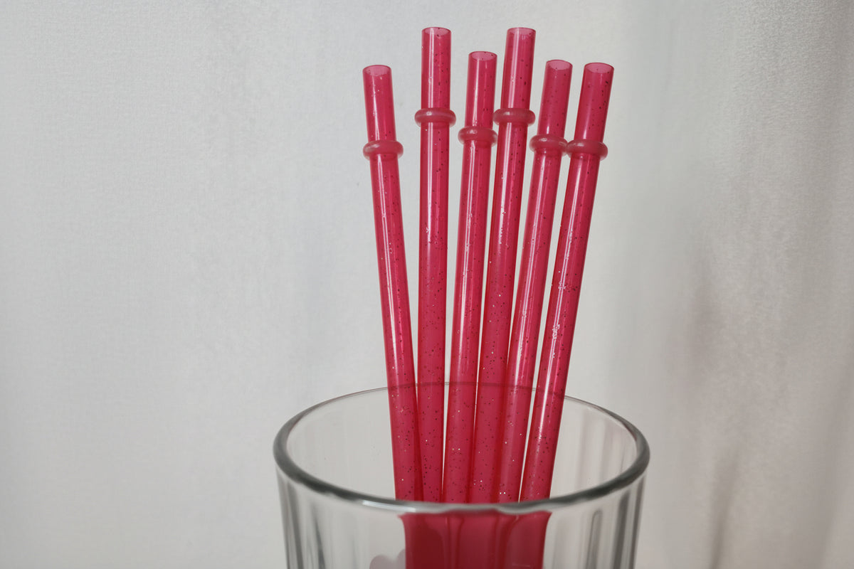 Sparkle Reusable Drinking Straw with Stopper | Glitter Tumbler Straw | Reusable Iced Coffee Straw | Long Drinkware Straw | Cup Add-On