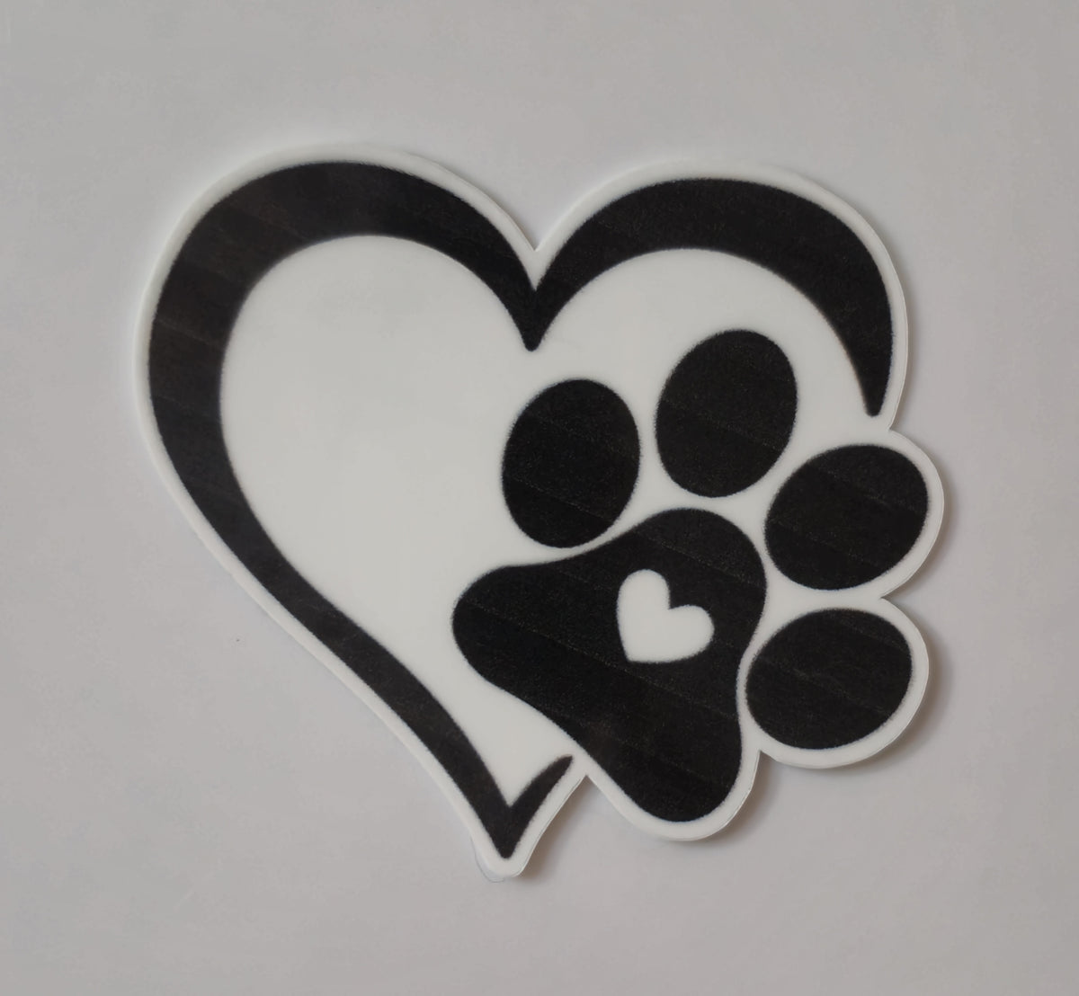 Heart Paw Print Sticker | 2x2 Inch Black & White Vinyl Sticker | Cute Dog & Cat Lover Sticker | Waterproof Pet Sticker | Laptop, Water Bottle & Tumbler Decal