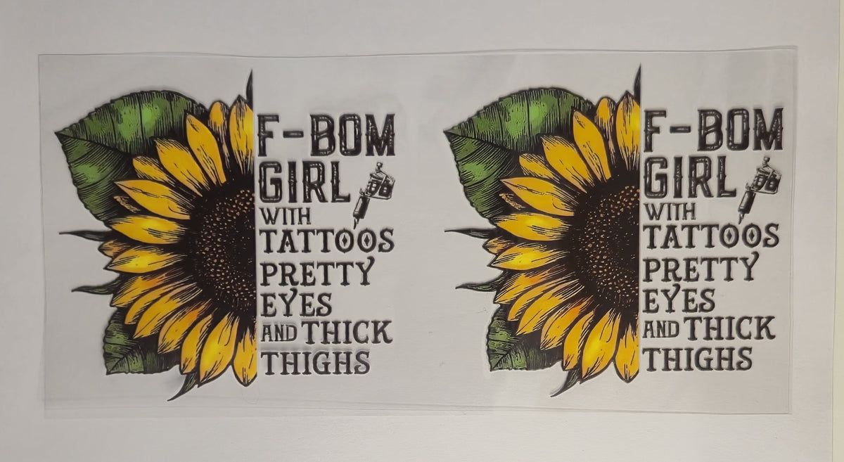 Country Girl Sunflower UV DTF Decal | Western Tumbler Decal | Sunflower Sassy Girl Glass Cup Transfer | Country Chic Drinkware | Ready to Ship