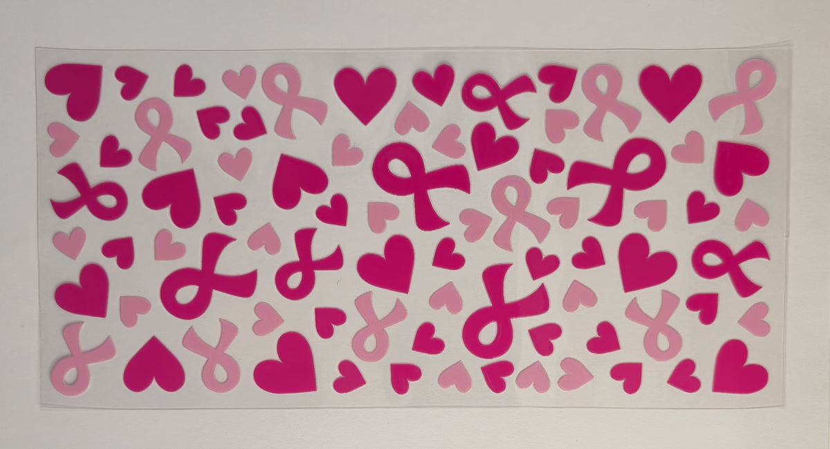 Breast Cancer Awareness UV DTF Decal | Pink Ribbon Tumbler Decal | Breast Cancer Glass Cup Transfer | Cancer Support Drinkware | Ready to Ship