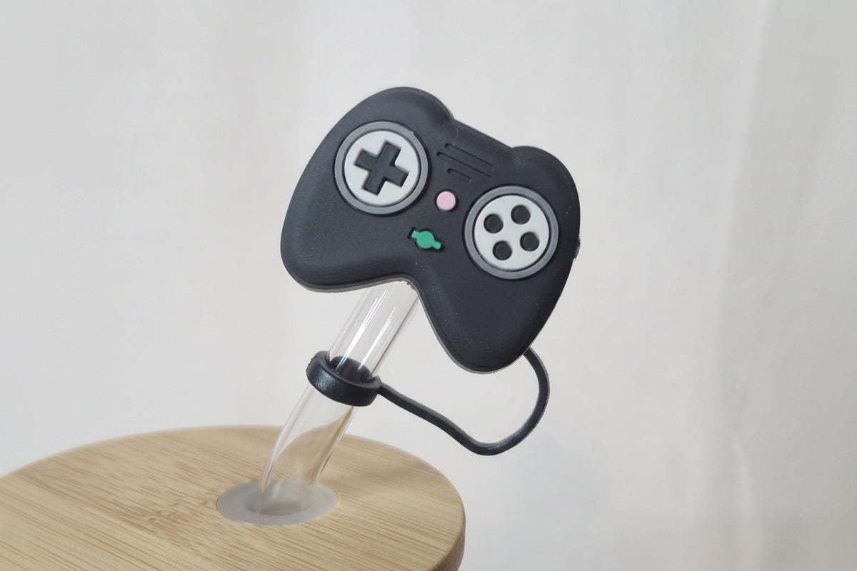 Black Game Controller Straw Topper | Gamer Tumbler Accessory | Video Game Straw Charm | Gaming Cup Accessory | Gamer Gift