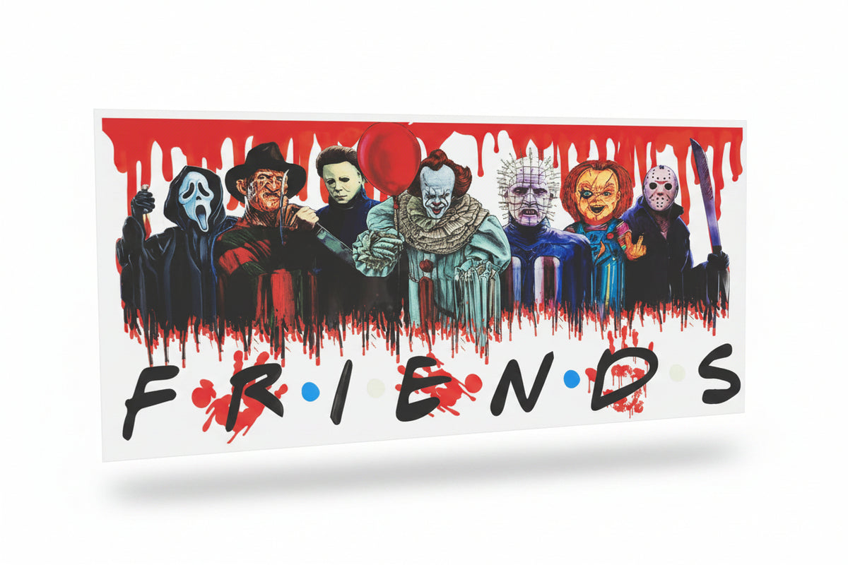 Horror Friends UV DTF Cup Wrap Decal | Horror Movie Inspired Libbey Glass Decal | Spooky 16oz Tumbler Wrap | Halloween Cup Accessory