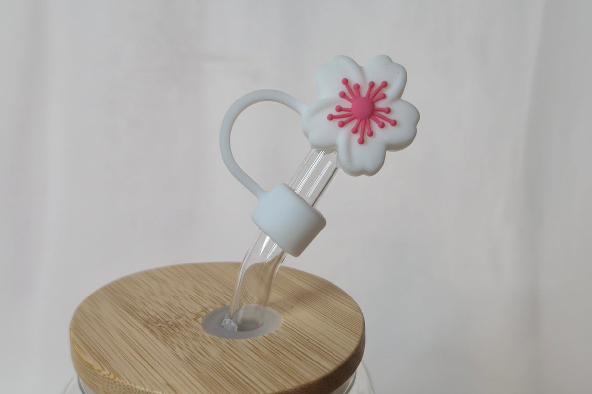 Pink & White Flower Straw Topper | Cute Floral Tumbler Accessory | Flower Straw Charm | Girly Drinkware Accessory | Cute Cup Topper | Drinkware Gift