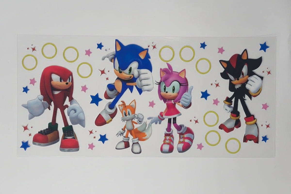 Sonic Gamer UV DTF Decal | Retro Video Game Character Sticker | Gaming Cup Decal | Waterproof Permanent Sticker | Nerdy Aesthetic Decal