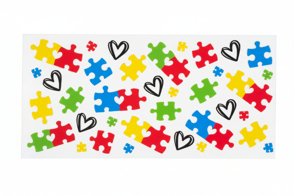 Autism Puzzle Piece UV DTF Decal | Waterproof Permanent Transfer Sticker