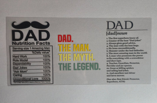 Funny Dad UV DTF Decal Wrap | Waterproof Father’s Day Sticker for Tumblers, Cups, Cars, Laptops & More