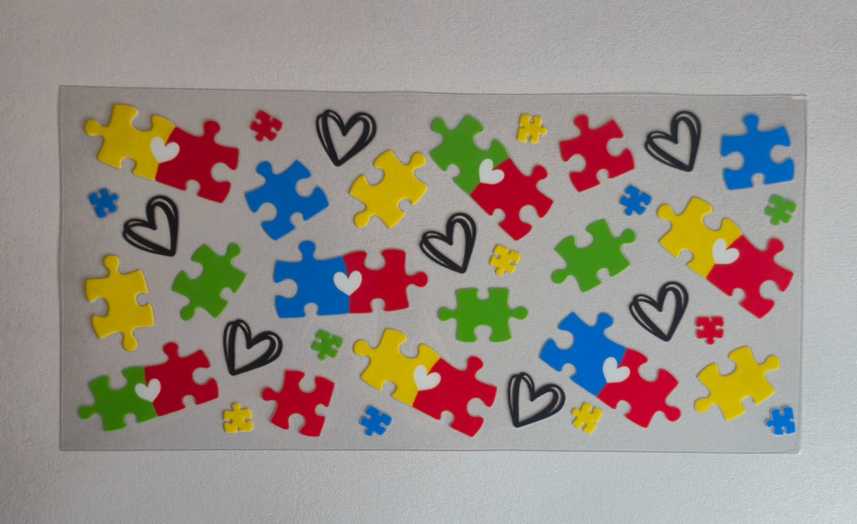 Autism Puzzle Piece UV DTF Decal | Waterproof Permanent Transfer Sticker