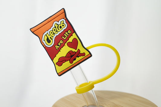 Cheetos Are Life Straw Topper | Cute Snack Lover Tumbler Accessory | Foodie Straw Charm | Fun Drinkware Accessory | Cute Cup Topper