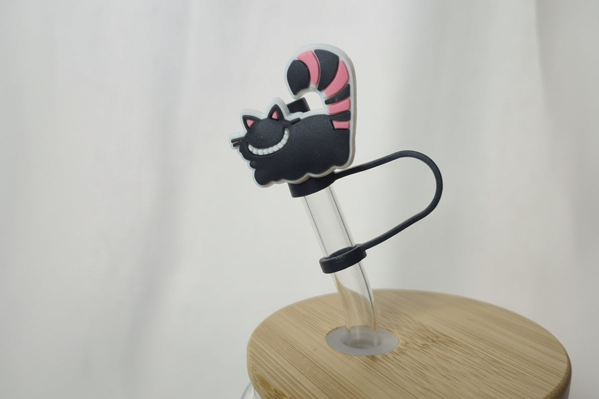 Cheshire Cat Straw Topper | Alice in Wonderland Inspired Tumbler Accessory | Wonderland Cat Straw Charm | Whimsical Drinkware Accessory | Cute Cup Topper
