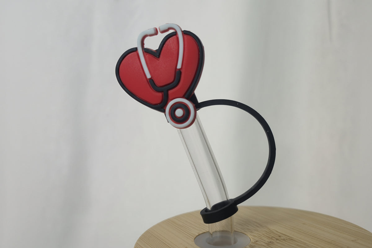 Nurse Heart Straw Topper | Nurse Tumbler Accessory | Nursing Straw Charm | Healthcare Worker Drinkware Accessory | Nurse Gift | Cute Cup Topper