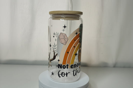 Funny Sarcastic Glass Cup | 16oz Iced Coffee Tumbler with Bamboo Lid & Straw | “Not Enough Sage for This Shit” Drinkware | Witchy Aesthetic Cup | Ready to Ship