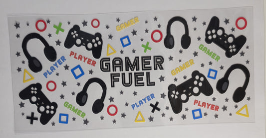 Gamer Fuel UV DTF Decal | Gaming Tumbler Decal | Gamer Glass Cup Transfer | Video Game Drinkware | Ready to Ship