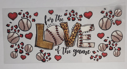 Baseball Love UV DTF Decal | Baseball Tumbler Decal | Heart &amp; Softball-Inspired Glass Cup Transfer | Baseball Fan Drinkware | Ready to Ship