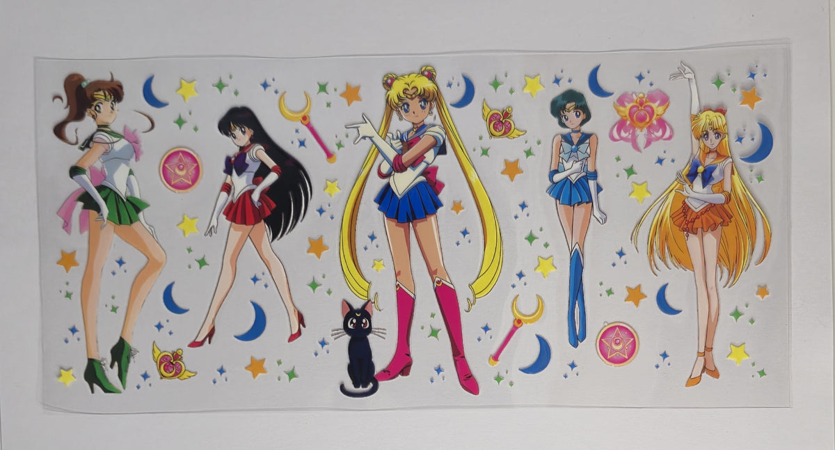 Sailor Moon Inspired UV DTF Decal | Magical Girl Tumbler Decal | Moon &amp; Anime Glass Cup Transfer | Celestial Drinkware | Ready to Ship