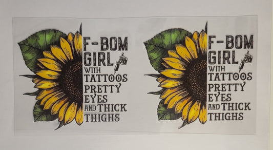 Country Girl Sunflower UV DTF Decal | Western Tumbler Decal | Sunflower Sassy Girl Glass Cup Transfer | Country Chic Drinkware | Ready to Ship