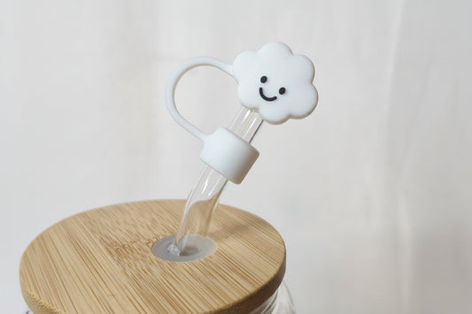 Smiley Cloud Straw Topper | Cute Cloud Tumbler Accessory | Happy Cloud Straw Charm | Kawaii Drinkware Accessory | Cute Cup Topper | Drinkware Gift
