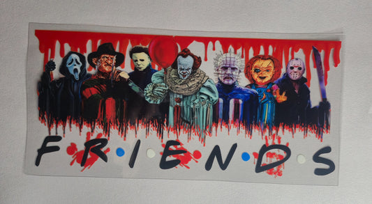 Horror Friends UV DTF Cup Wrap Decal | Horror Movie Inspired Libbey Glass Decal | Spooky 16oz Tumbler Wrap | Halloween Cup Accessory