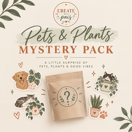 Pets & Plants Mystery Sticker Pack | 5 Random Vinyl Stickers | Cute Animal & Plant Stickers | Mystery Sticker Bundle | Create with Pais